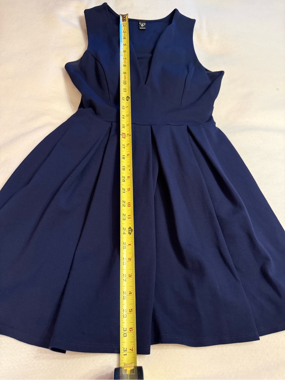 Windsor Navy Sleeveless Pleated Fit-and-Flare Dress